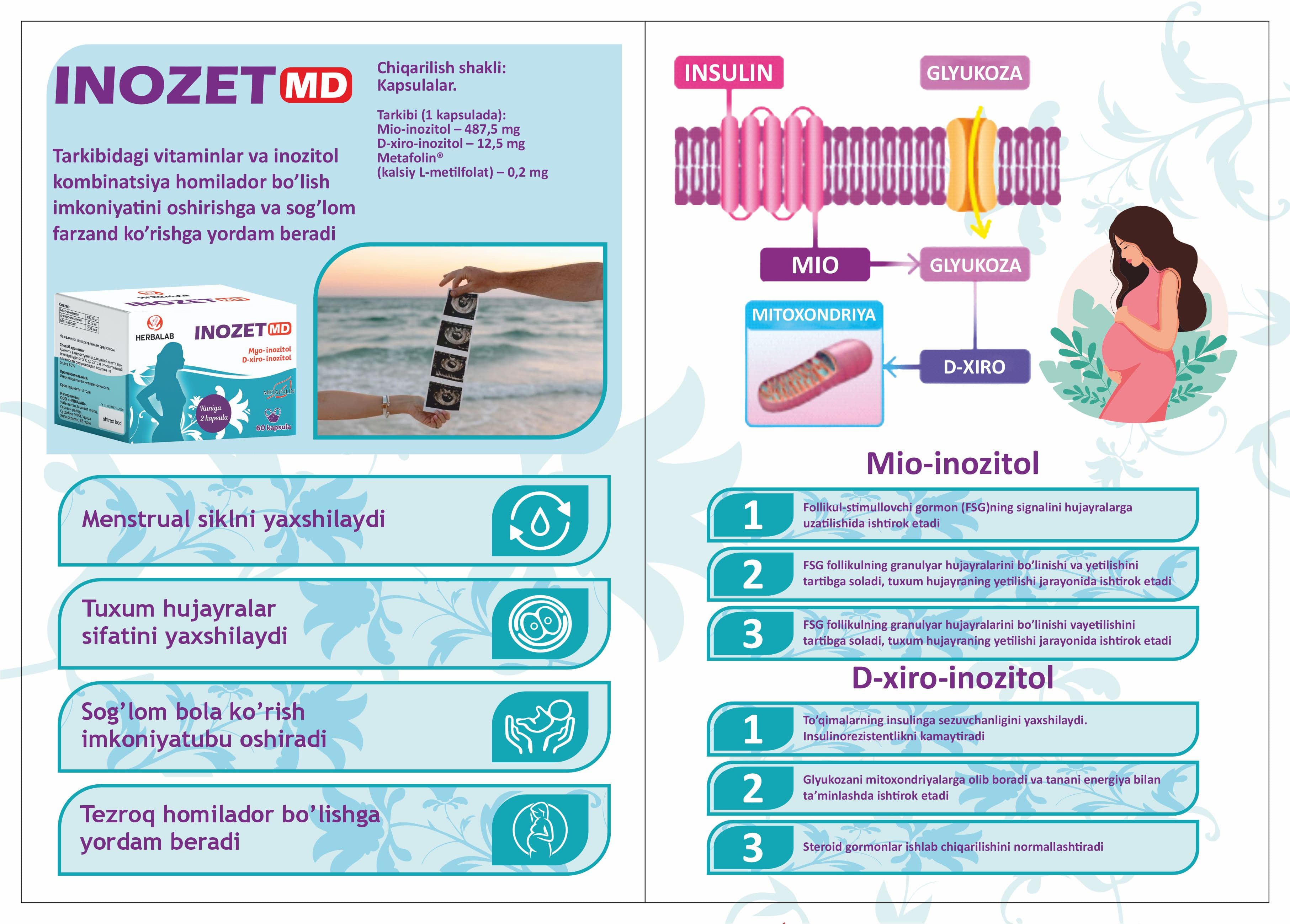 INOZET ish mexanizmi - Myo-inozitol va D-xiro-inozitol qanday ishlaydi
